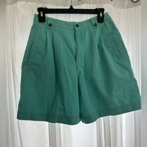 Liz Claiborne Teal Shorts Petite Size 10 Pleated Comfy Relax Summer Y2K Cotton